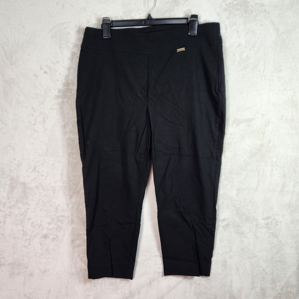 INC International Concepts Pants Women 14 Black Cropped Pull On Workwear Capris